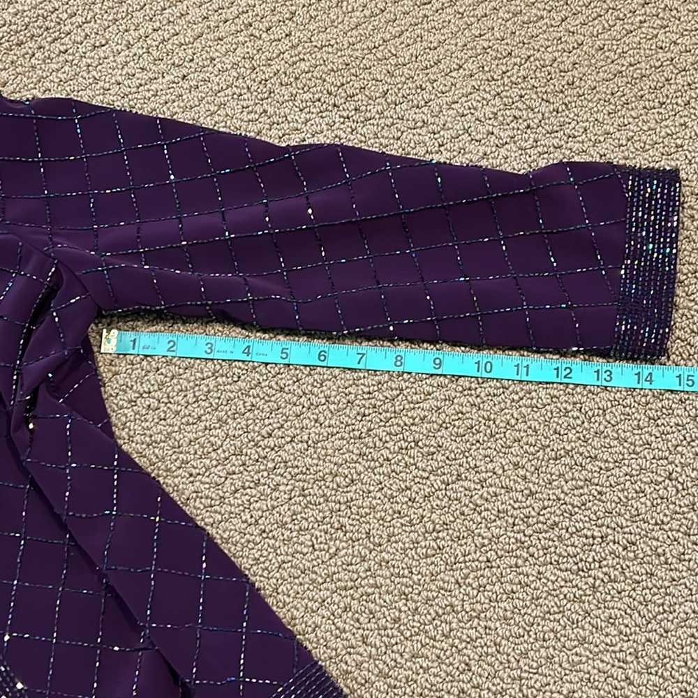 Jovani Vintage Purple Silk Beaded 3 piece Wedding Mother Dress Suit size 10 - Picture 16 of 17